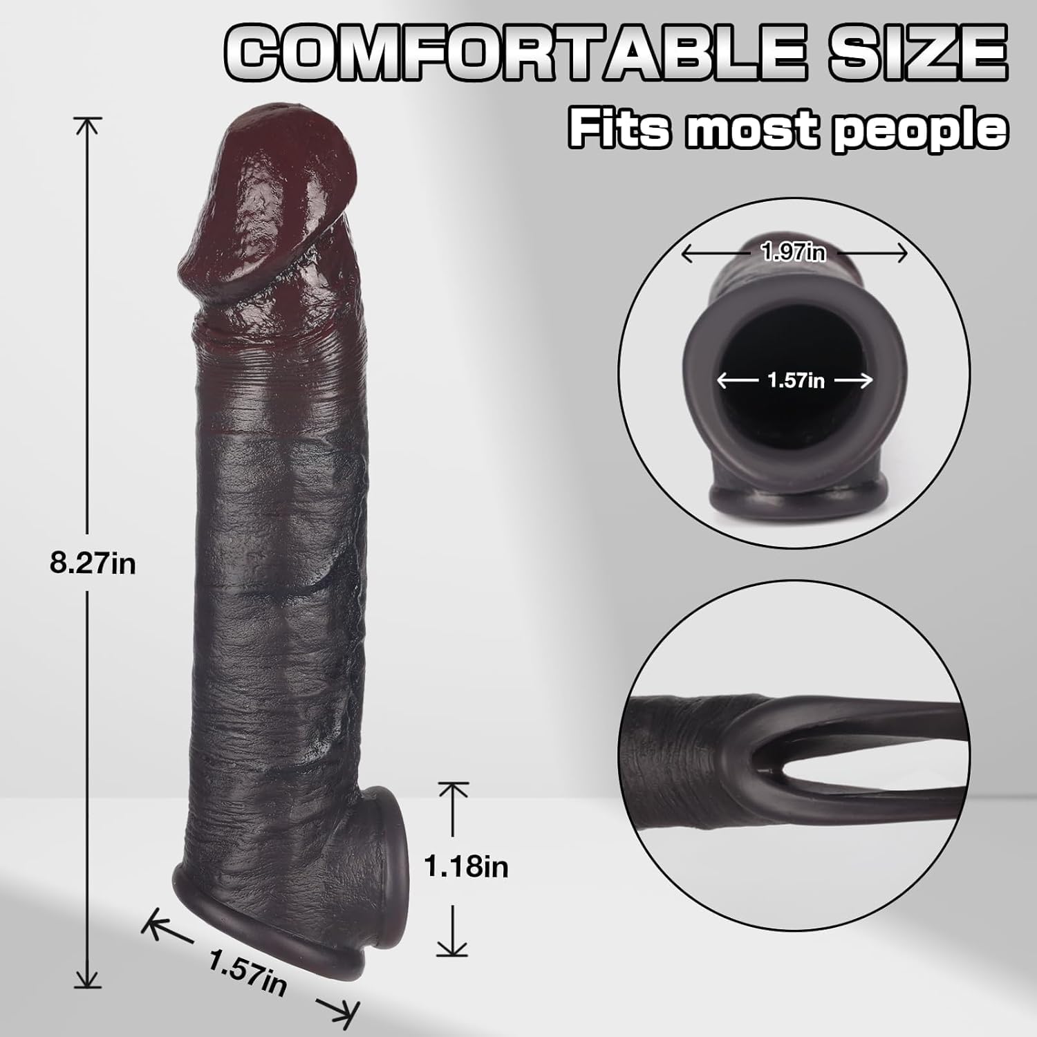 Guaina Pene con Anelli per Coppia, Medical Silicone Penis Sleeve con Cock Ring per Uomo, per Guaine Prolunghe e l'ingrandimento del pene, Ritarda l'eiaculazione Aumenta per L'erezione(YDL-035) (nero)