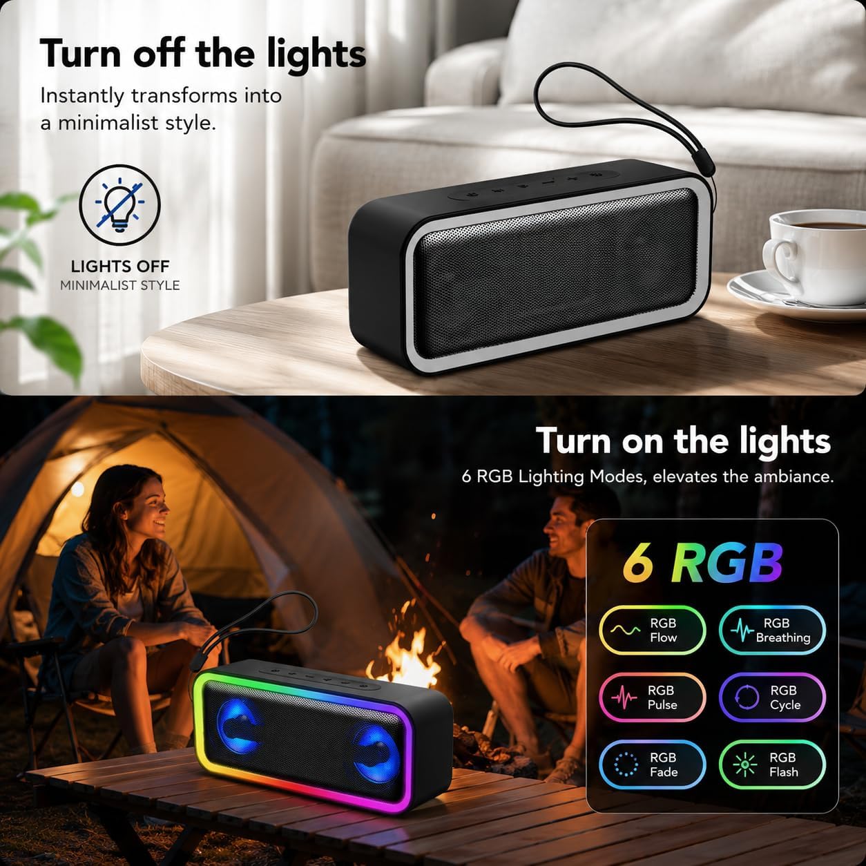 IKT Portable Bluetooth Speaker with Lights x Holidays/World Cup Stuffers, 30W Loud Stereo Sound, Bluetooth5.4, Enhanced Bass,24H Playtime, TWS Pairing, IPX7 Waterproof, Speakersfor Home/Party/Outdoor 9