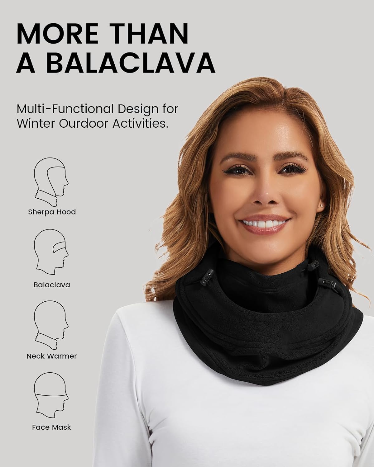 WOWENY Ski Mask Fleece Balaclava Windproof Face Mask Winter Warm Neck Gaiter Cold Weather Thermal Hood for Women Men - Image 2