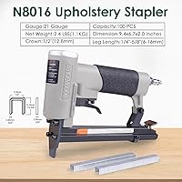 Vista 5 de Woodpecker N8016 - Pistola de grapas neumáticas de calibre 21 para tapicería, 12 pulgada, potencia aérea, grapadora de alambre fino, de 14 a 58