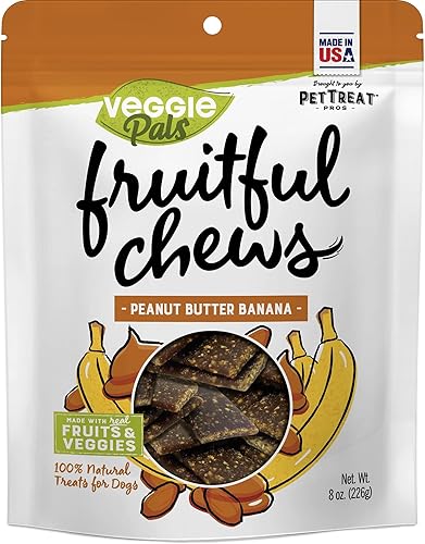 Veggie Pals - Golosinas para perros - Masticables fructíferos - 8 onzas  7.97 oz (plátano con mantequilla de maní)