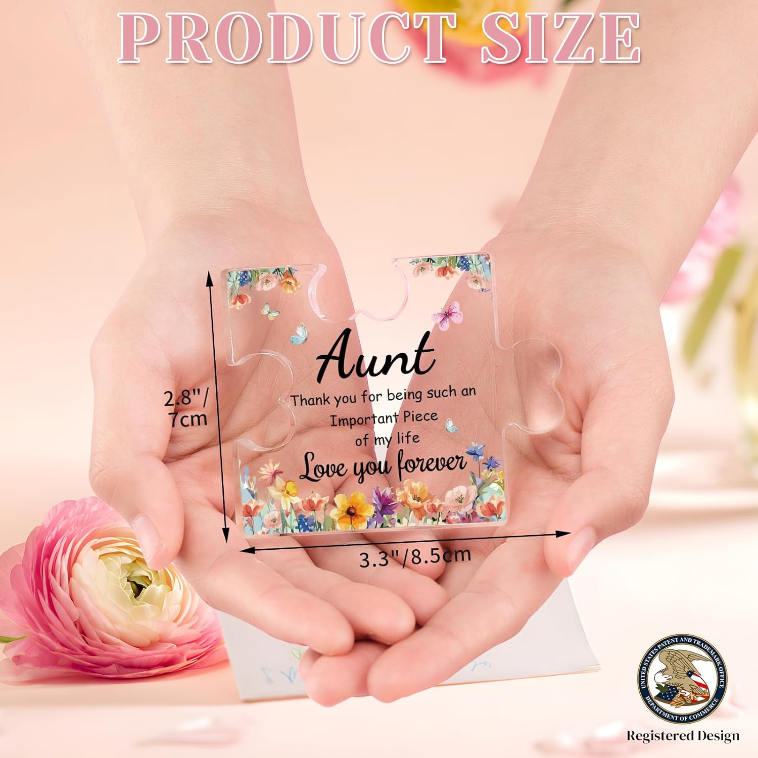 Funnli Aunt Birthday Gifts Acrylic Plaque, Valentines Day Christmas Mothers Day Gifts for Aunt Auntie, Aunt Birthday Gifts from Niece Nephew, Best Aunt Ever Gifts 3.35 x 2.76 Inch Desk Decorations - Image 3