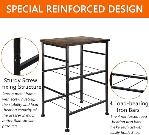 Miniatura 5 de YOHKOH Cajones de almacenamiento altos con 2 cajones de tela extraíbles, unidad organizadora para dormitorio, sala de estar, contenedores de