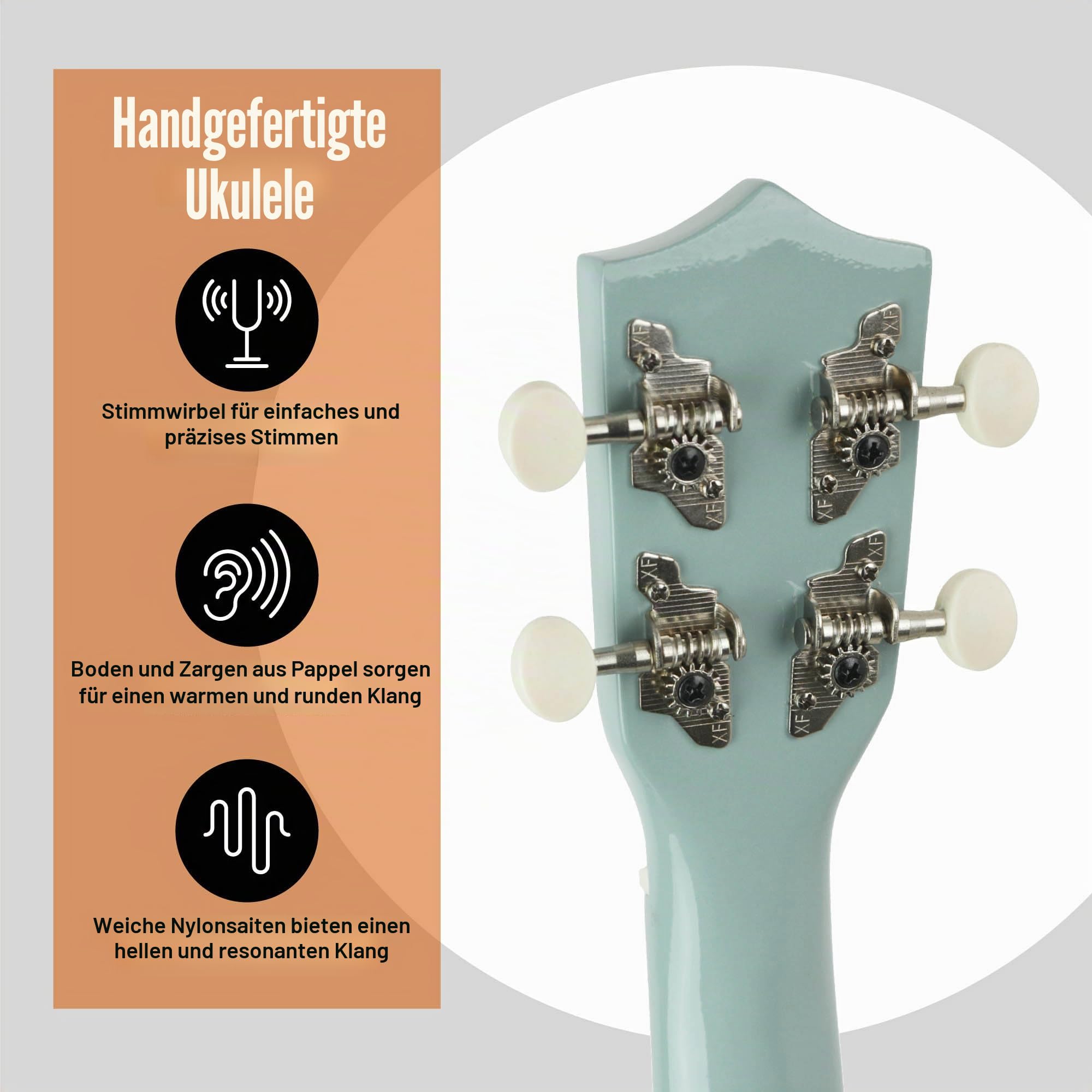 3rd Avenue Sopran-Ukulele Für Anfänger, 21 Zoll, 4 Nylonsaiten Mit Kostenloser Uke-Tasche – Pastellblau – 1 Monat Kostenloser Online-Unterricht