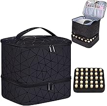 JUSTBOKU ネイル 収納 ネイルケース ネイル収納ボックス 大容量 ネイル収納ケース 持ち運び マニキュア 収納ケース ネイルバッグ ネイル入れ メイクボックス コスメボックス (ブラック)