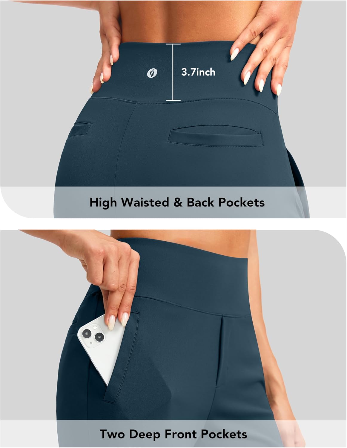 SANTINY Women's 9" High Waisted Bermuda Shorts with 4 Pockets Knee Length Long Shorts for Women Workout Athletic Casual - Image 4