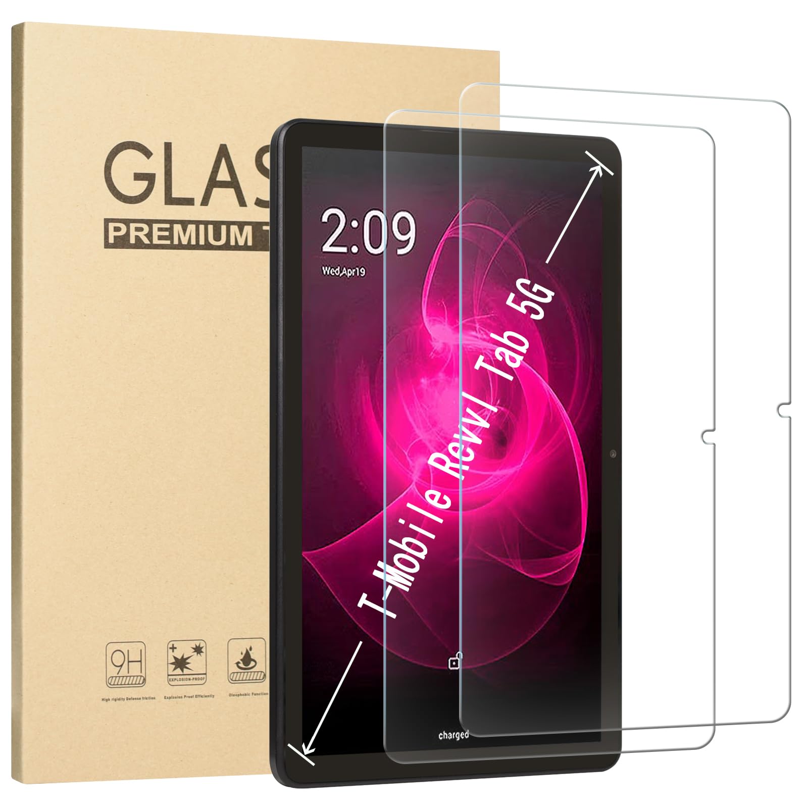 ACdream 2 Pack Screen Protector for T-Mobile Revvl Tab 5G 10.36" Tablet 2023 Release, HD Tempered Glass Anti-Fingerprints Bubble-Free Easy Installation 9H Hardness
