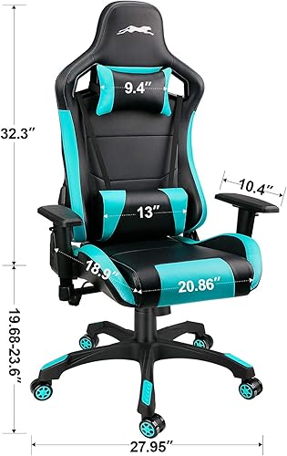 Miniatura 3 de Leopard - Silla de juegos con respaldo alto, silla de oficina de piel sintética, sillas de videojuegos ajustables, silla giratoria de carreras con