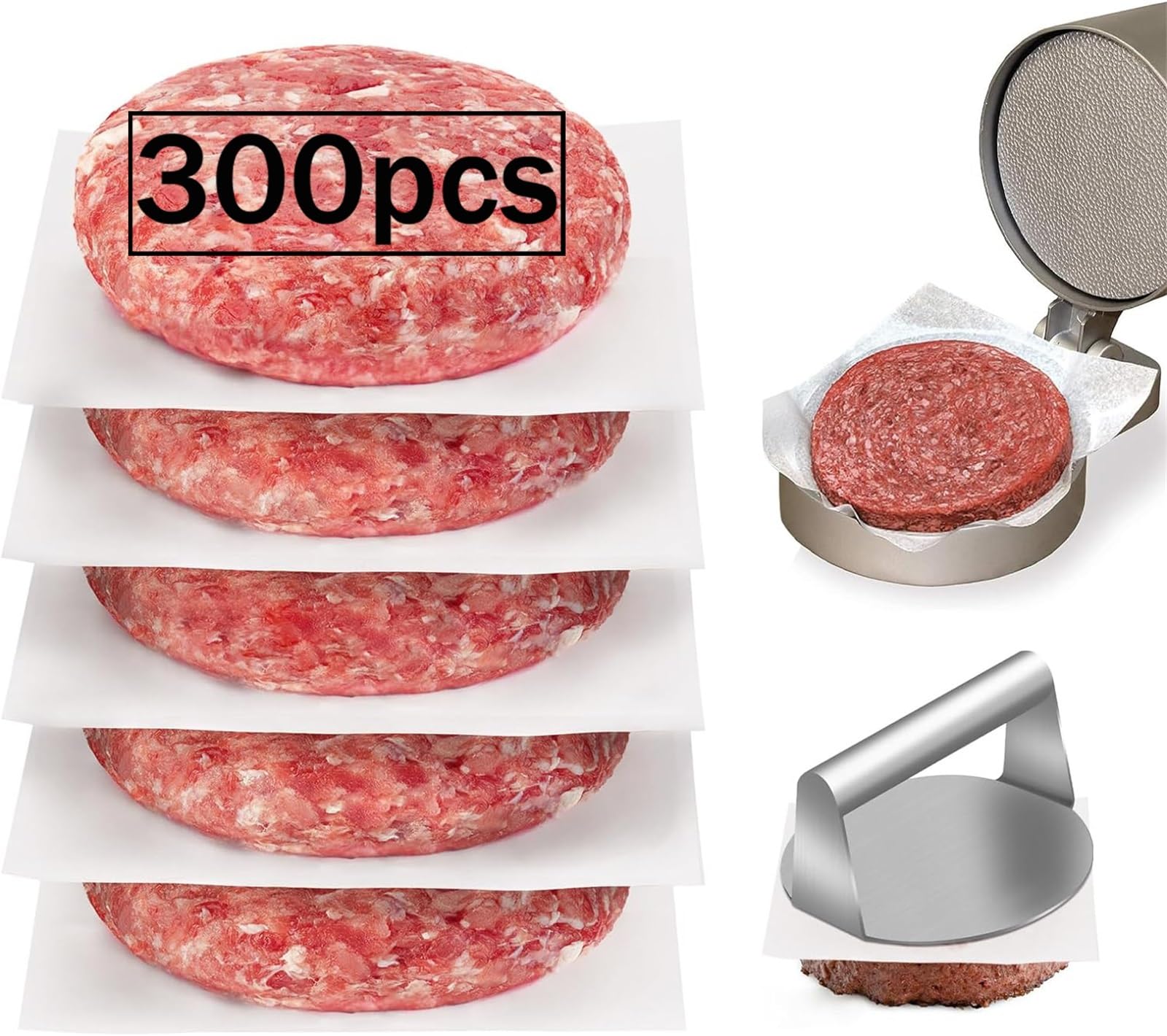 Carta da gastronomia Carta for hamburger, fogli quadrati di carta da forno antiaderente for separare, pressa for hamburger, involtini di manzo(Rectangle-14x9CM,300pcs)