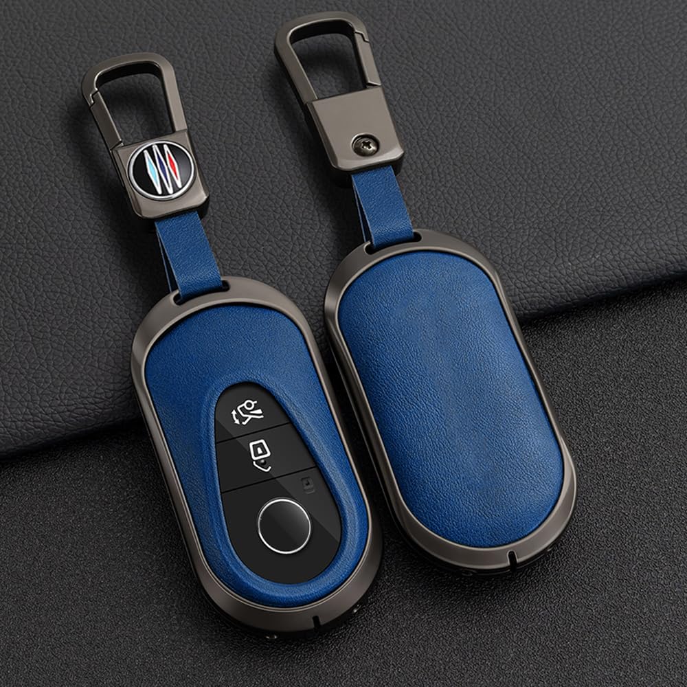 KUNIO Key Case Cover fit for Mercedes Benz C Class W206 S Class W223 C200 GLC 2023 2022 2021 2020 Keyless Key Protection Metal Key Cover Key Box Key Ring Cover B Blue - Image 3