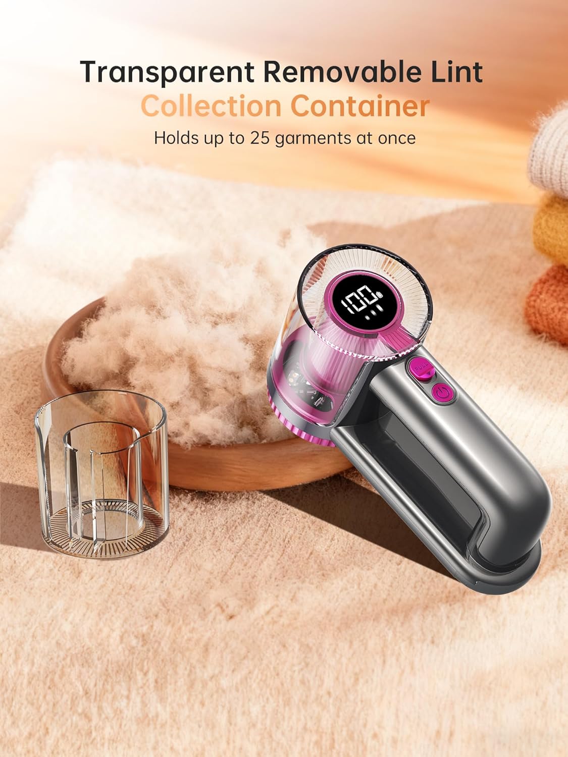 DRFLASH 2-in-1 Fabric Shaver Rechargeable - 3 Speeds Lint Remover with Digital LED Display & Type-C Fast Charging Port, Electric Sweater Defuzzer for Clothes, Furniture, Couch, Blanket