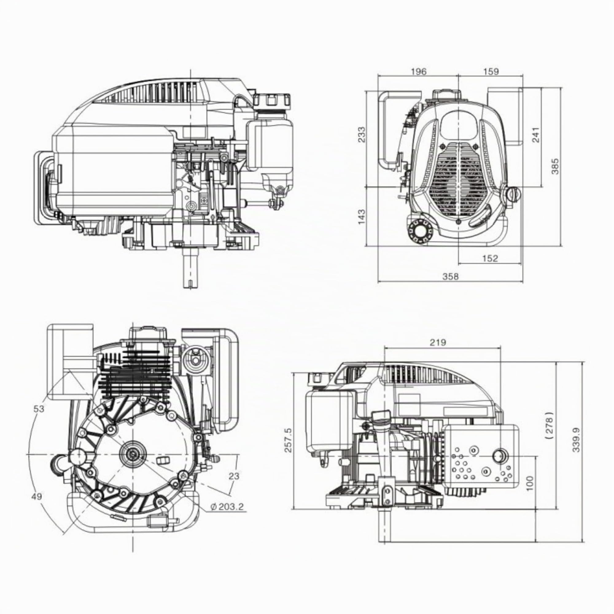 Loncin Moteur à essence 4 temps LC1P70FC 6.5 PS 196 CCM