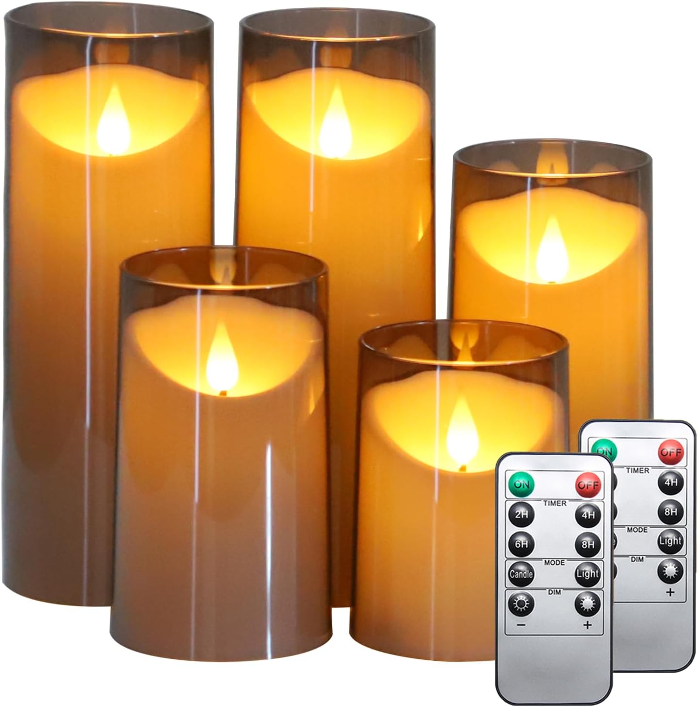 NONNO & ZGF Birch Bark Flameless Pillar Candle, Battery