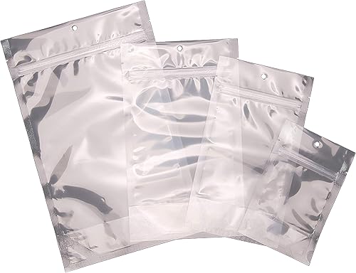 PackFreshUSA Bolsas transparentes de pie, embalaje flexible profesional, resellable, sellables con calor, orificio para colgar, muesca de desgarro,