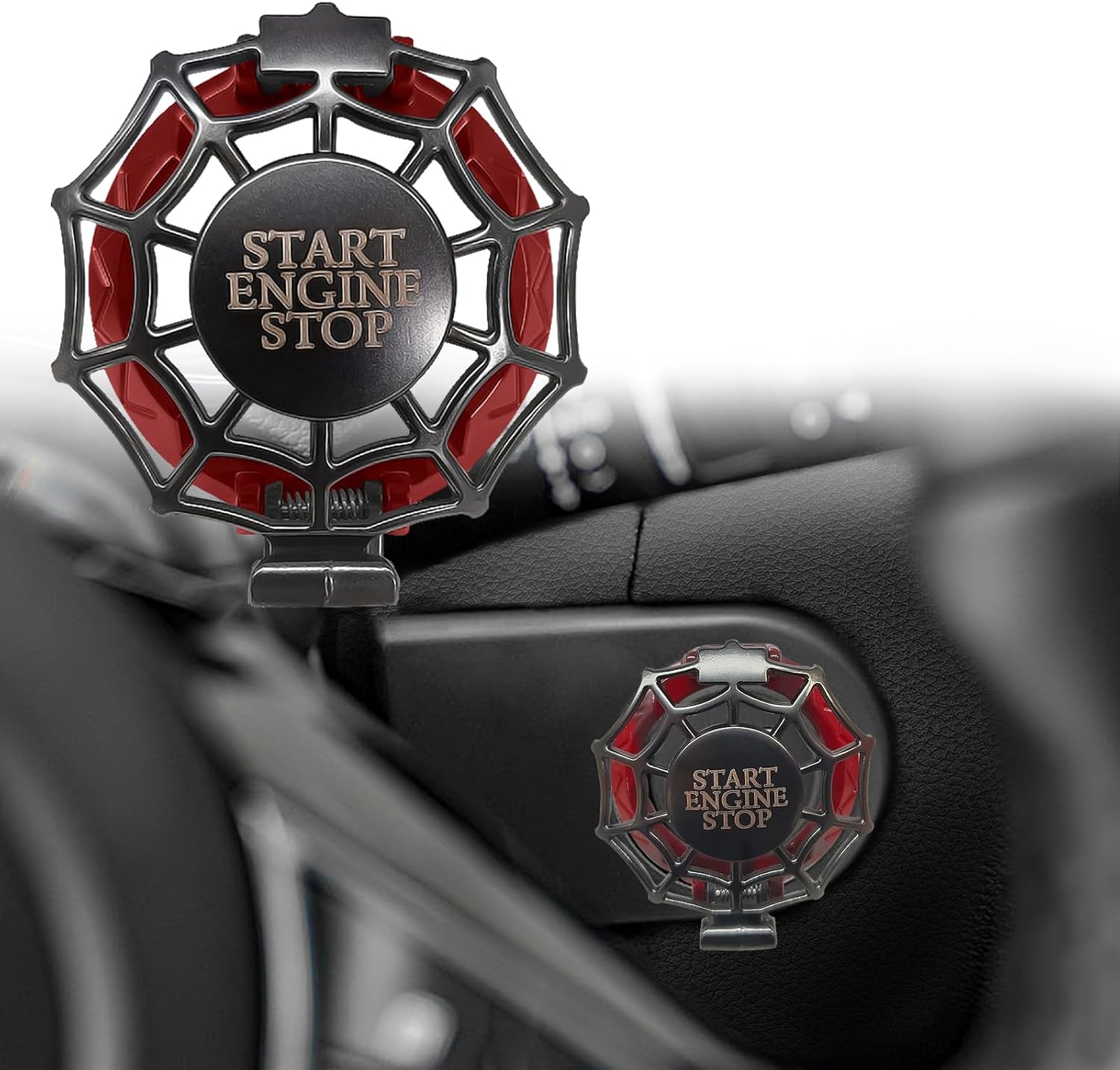 Uisky AA 1 Pack Cobweb Push Start Button Cover,Red Ignition