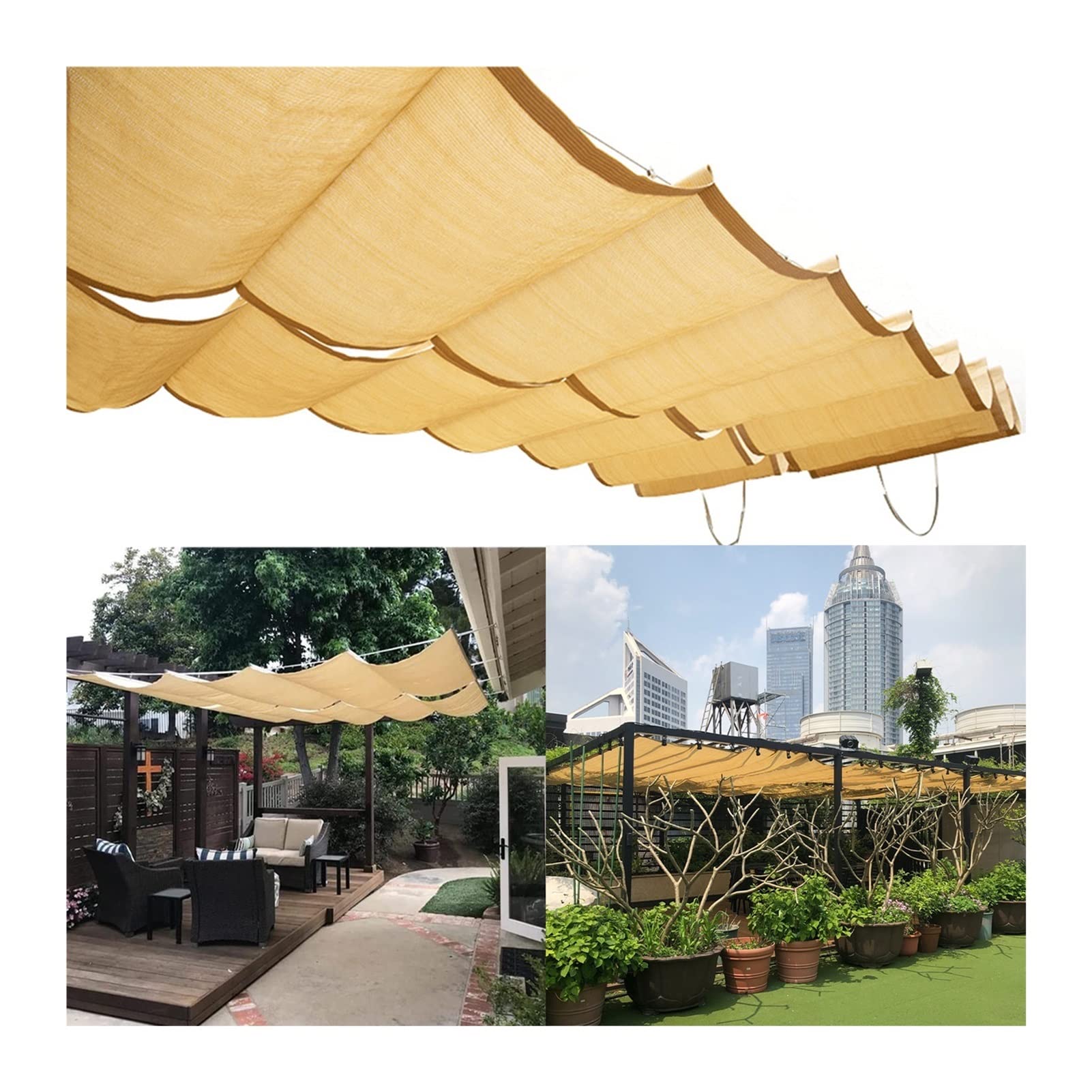 Auvent rétractable ondulé pare-soleil anti-UV pour pergola et terrasse