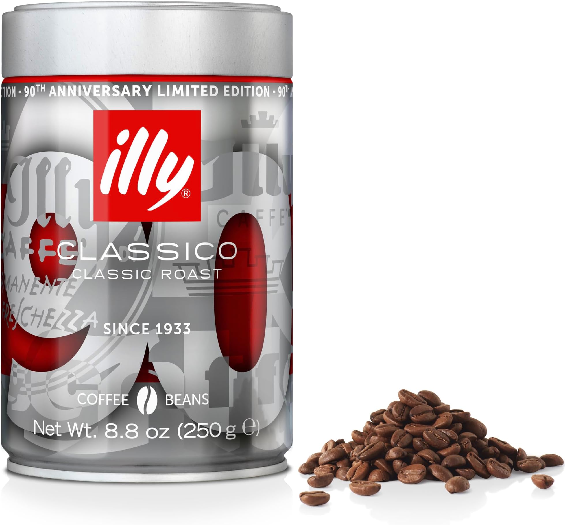 illy Classico Coffee Beans, Limited Edition, Medium Roast, 100% Arabica, Coffee Gift Tin, 250g