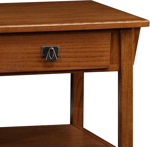 Miniatura 4 de Leick Home 10055-RS Mesa de Centro Mission para Sala de Estar, Dos Cajones y Estante, Fabricada con Madera Maciza, Acabado Rojizo Russet /