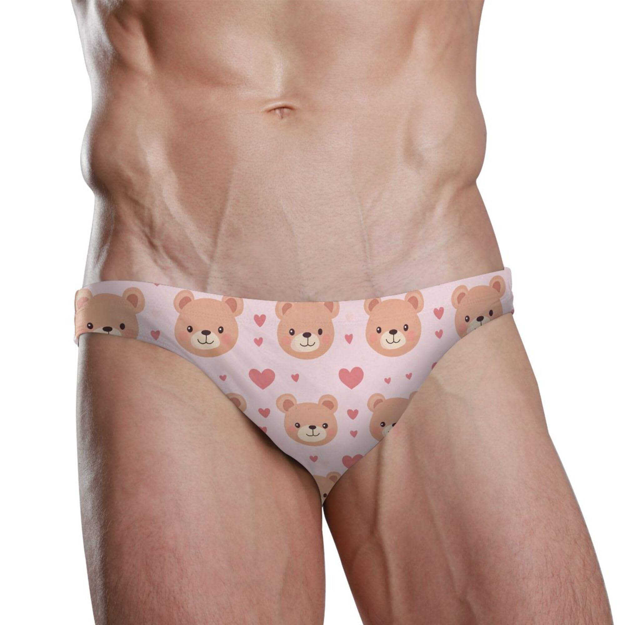 Cute Teddy Bear Swim Briefs for Men Bikini Swimwear Boys Short XXL B0404223