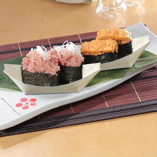Miniatura 7 de 600 platos desechables de bambú – Cuencos y cubiertos para sushi con bandeja de bambú para servir en fiestas, catering y uso doméstico, 5.3 x 3