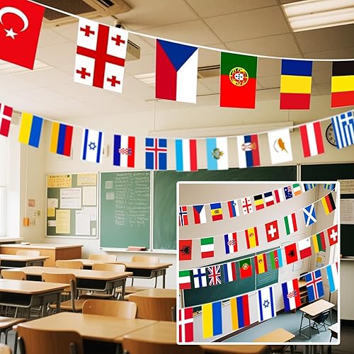 Miniatura 7 de Banderas internacionales del mundo 100 países banderines bandera mundial banderín bandera mundial para fiestas temáticas, grandes aperturas, 100