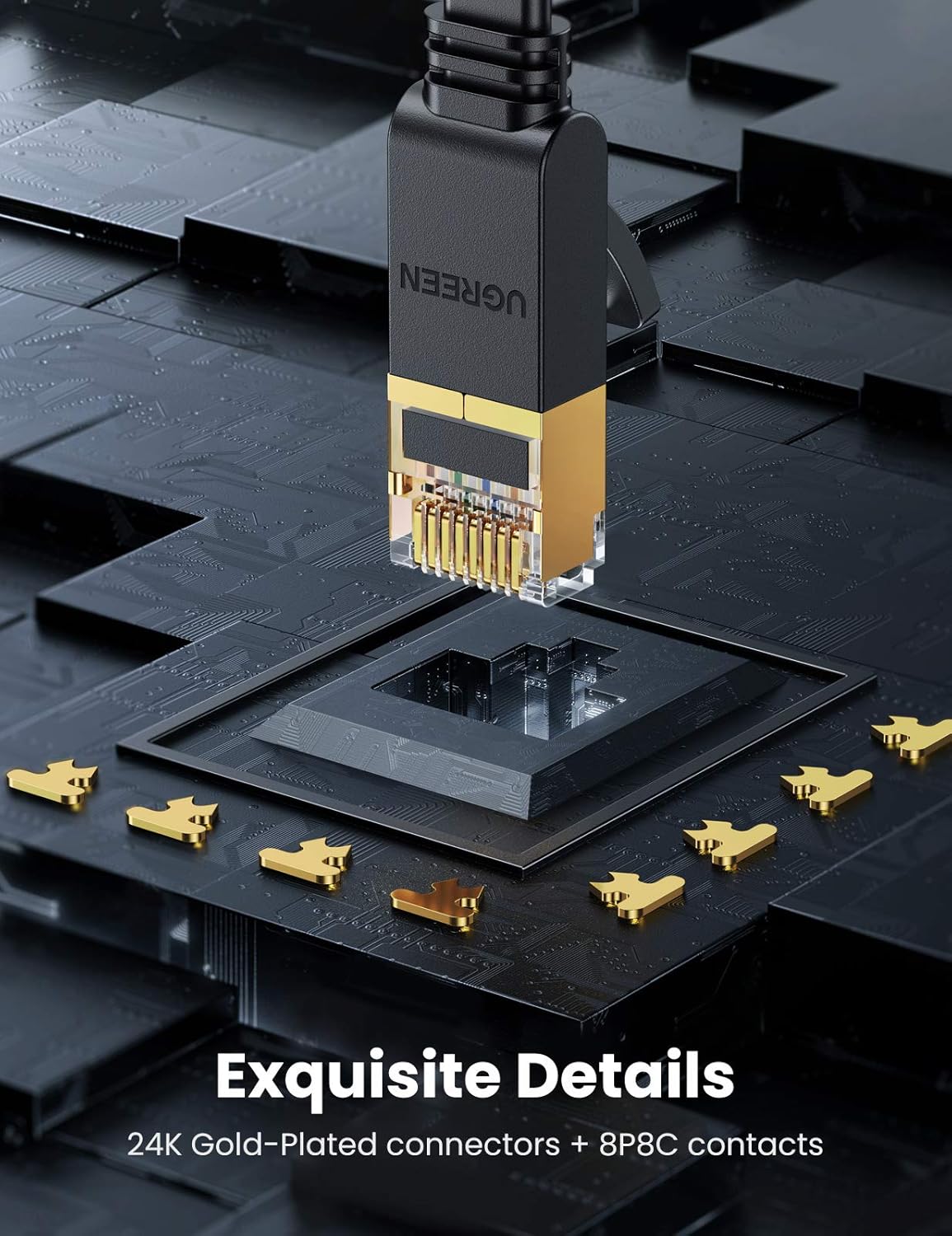 UGREEN Cat 7 Ethernet Cable Cat7 High Speed Flat Gigabit RJ45 LAN Cable 10Gbps Shielded Internet Network Patch Cord Compatible for Gaming PS5 PS4 PS3 Xbox PC Laptop Modem Router Computer 15FT: Computers & Accessories