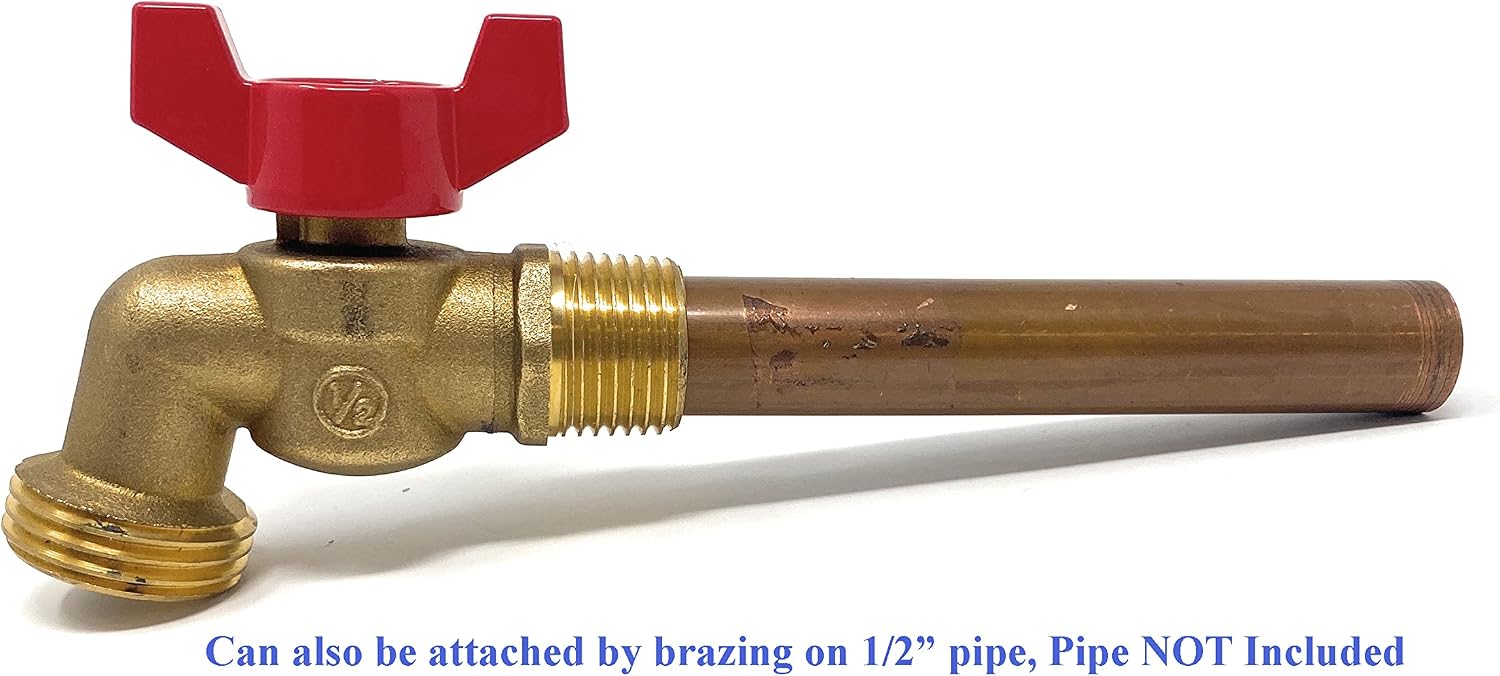 Brass Ball Hose Bibb Compares to Arrowhead Brass [79-210] 1/2" Male NPT MIP Inlet with 3/4 water hose outlet ideal for gardens, patios, boiler drain - Llave de Manguera Esfera Mariposa 1/2"