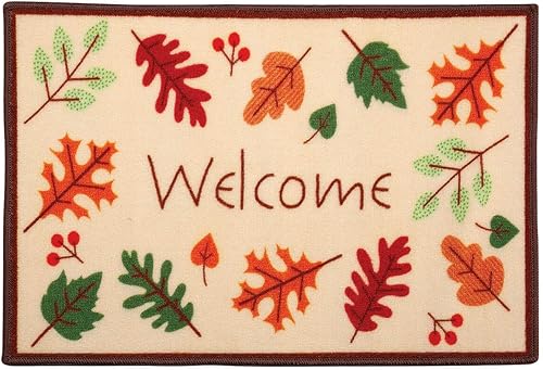 OakRidgeTM - Alfombra de bienvenida de otoño, hecha con poliéster y plástico duradero, decoración del hogar, mide 20 pulgadas de largo x 30 pulgadas