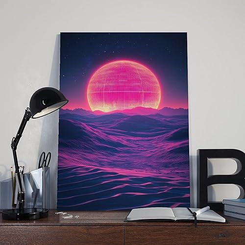 Miniatura 8 de XAHOR Retro Futuristic Wall Art  Synthwave Desert Sunset Poster, Neon 80s Aesthetic for Bedroom Decor Canvas Poster Bedroom Decor Sports Landscape