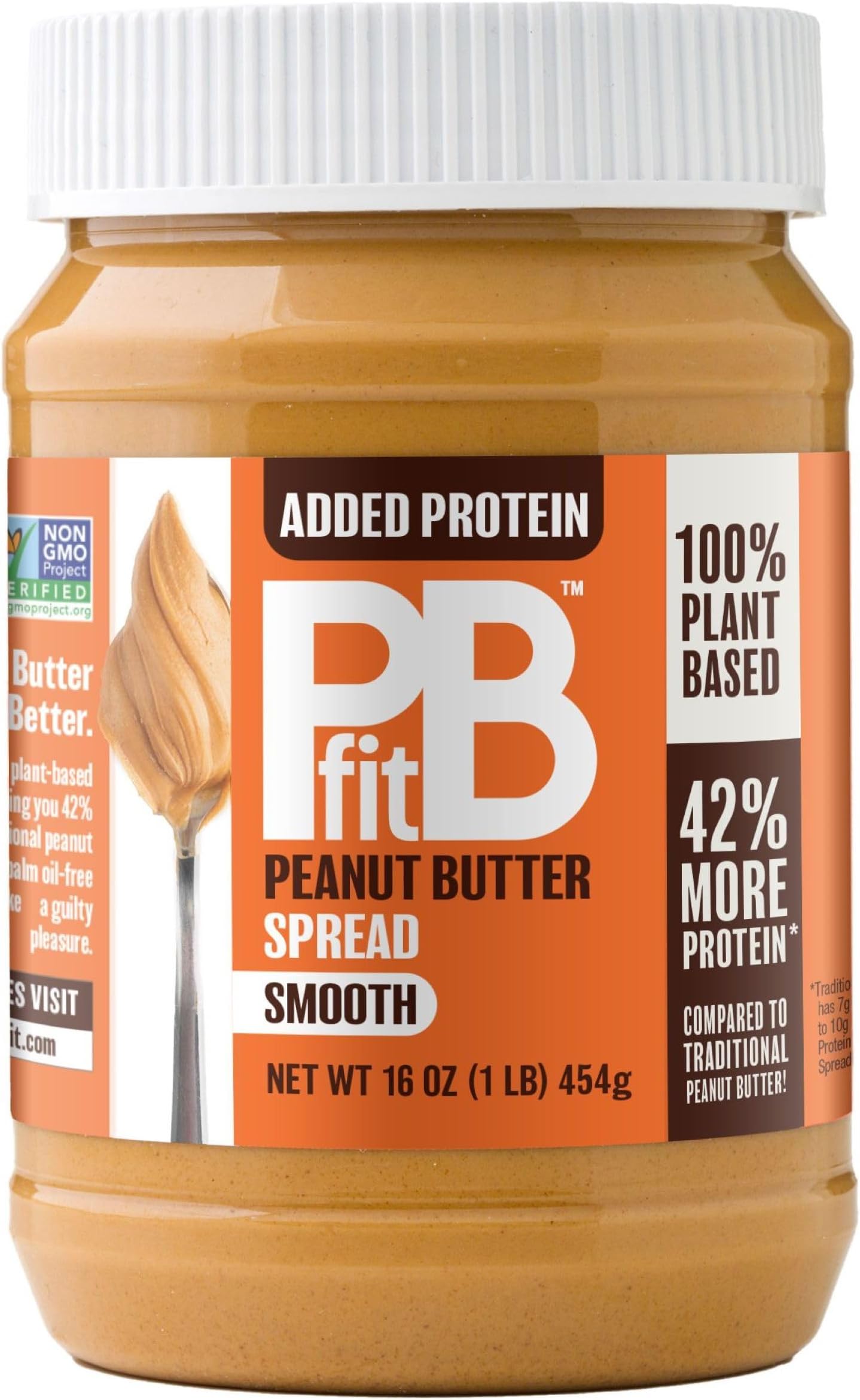 PBfit Peanut Butter Spread, 10g Plant Based Protein per Serving, Keto and Vegan Nut Butter, No Palm Oil, No Artificial Sweeteners or Preservatives, 16 oz