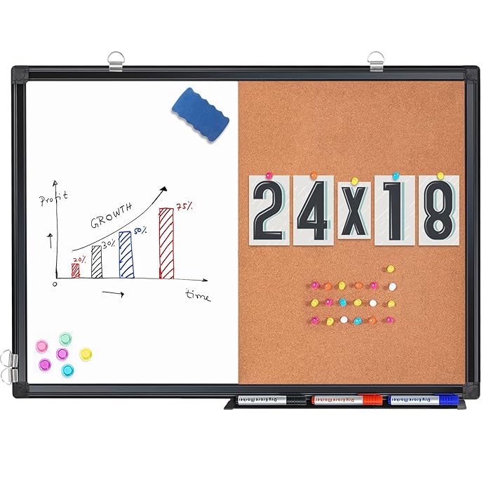 Buy Combination White Board & Bulletin Cork Board 24 x 18 Whiteboard
