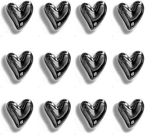 Miniatura 100 de 20 imanes dorados para refrigerador, lindo corazón de amor, imanes decorativos plateados para nevera, juego de imanes de cocina para el hogar