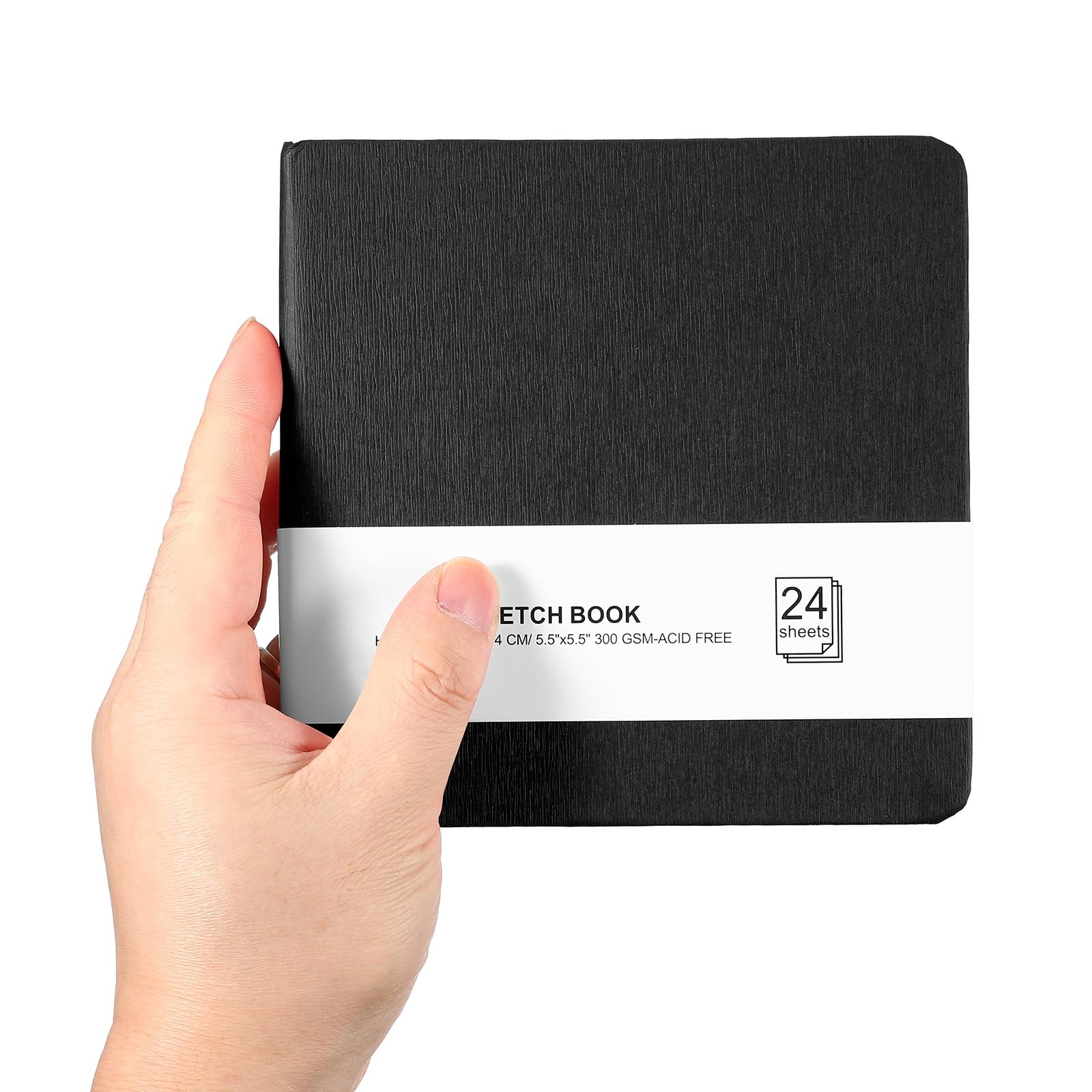 PATIKIL 5.5x5.5 Small Sketchbook, Mini Sketchbook Watercolor Paper Pad 300GSM Thick Paper 24 Sheets/48 Pages Square Tiny Sketch Pad Pocket for Drawing Travel Artist Adults, Black