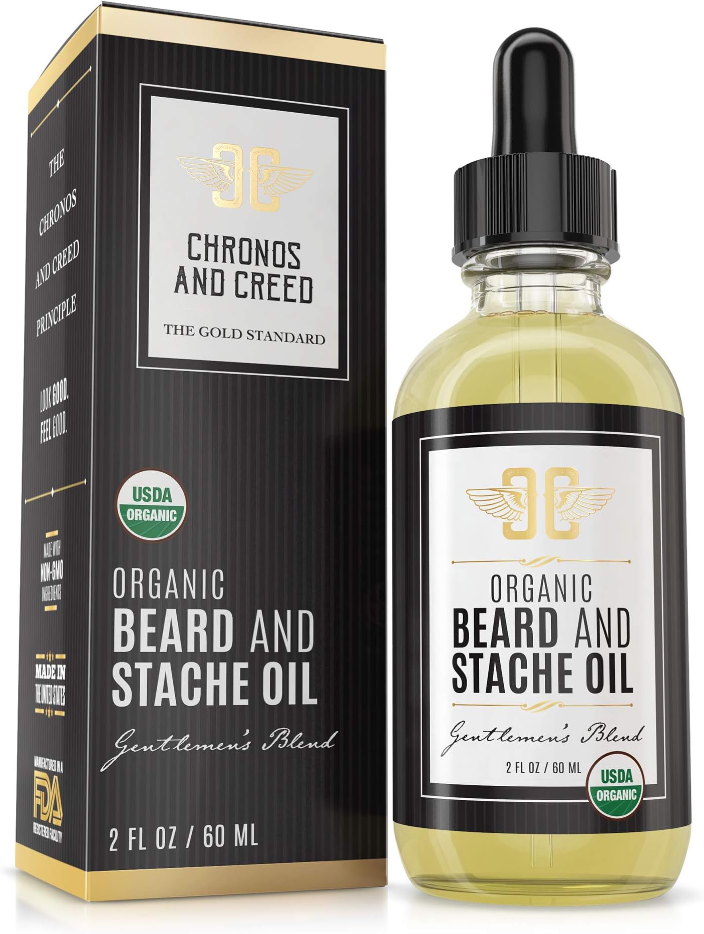 Certified Organic Beard Oil (2oz) | For Softer, Smoother Facial Hair Growth | Leave-In Beard Conditioner | Premium Beard Oil Facial Moisturizer