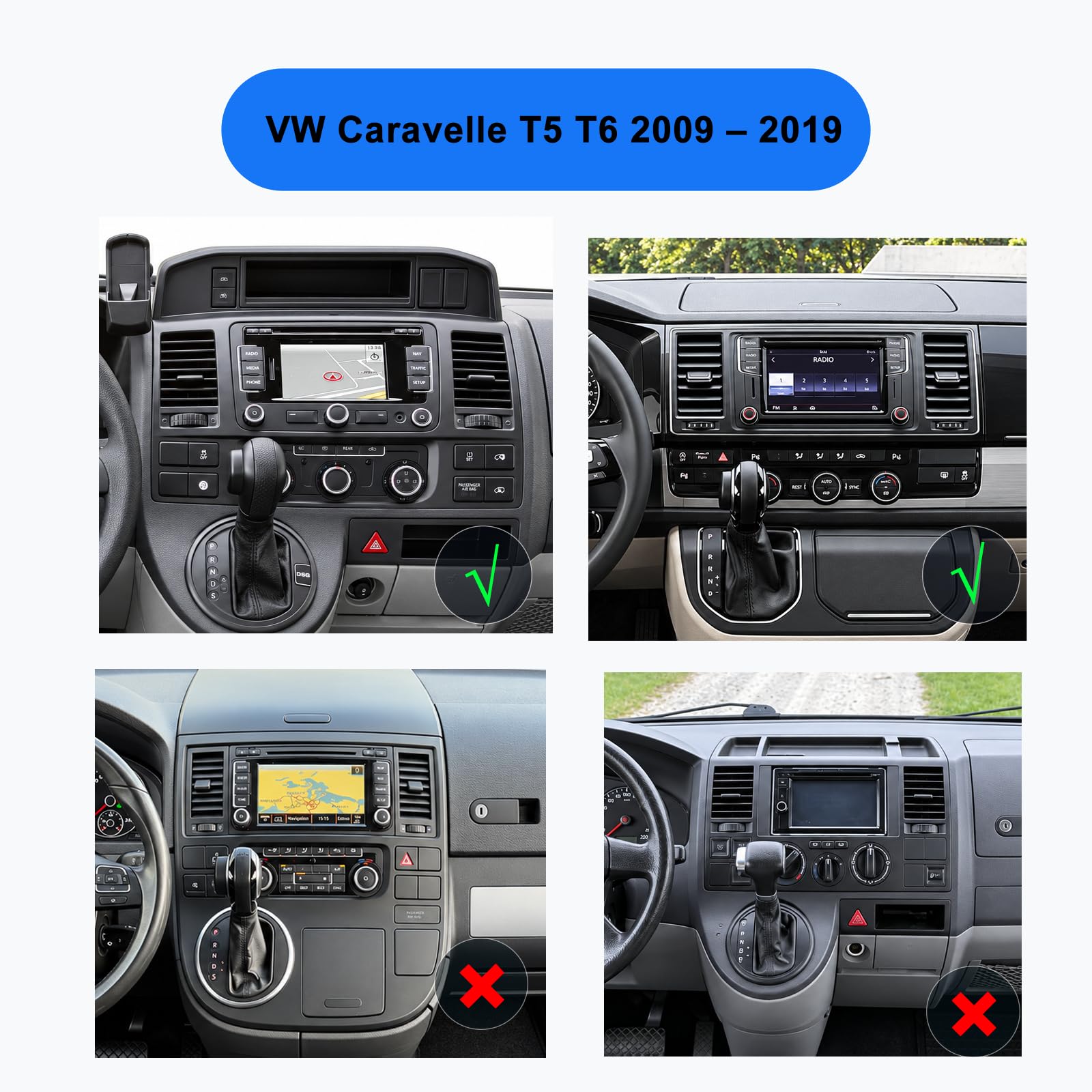 Radio Android 15 VW Caravelle T5 T6 2009 – 2019, 9 Pulgadas, 2 DIN, 4+64GB