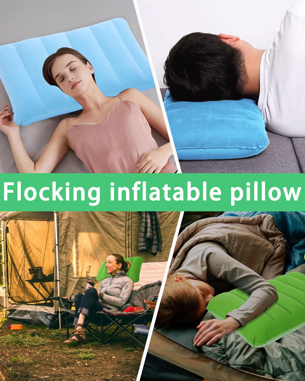 2PCS Cuscini Gonfiabili per Viaggio, Cuscini Gonfiabili Morbid Spiaggia Campeggio e Escursioni Pieghevole Cuscino da Esterno in Velluto per Dormire Cuscino Cuscino
