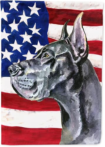 Miniatura 153 de Caroline's Treasures SS4017GF Bandera de Estados Unidos con Bulldog Inglés para jardín, bandera decorativa para patio exterior, patio, parterres,