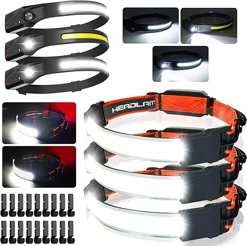 PSDRIQQ Linterna frontal LED recargable luz de linterna de haz ancho brillante