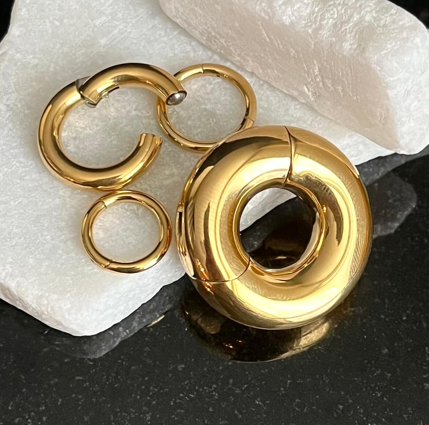 1 Piece Unique Large Gauge Hinged Segment Ring - IMPLANT GRADE TITANIUM - Septum Cartilage Hoop - Body Jewelry