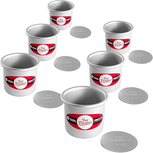 Fat Daddio's PCC-33CASE - Moldes redondos de aluminio anodizado para tartas de queso, juego de 6 piezas, 3 x 3 pulgadas