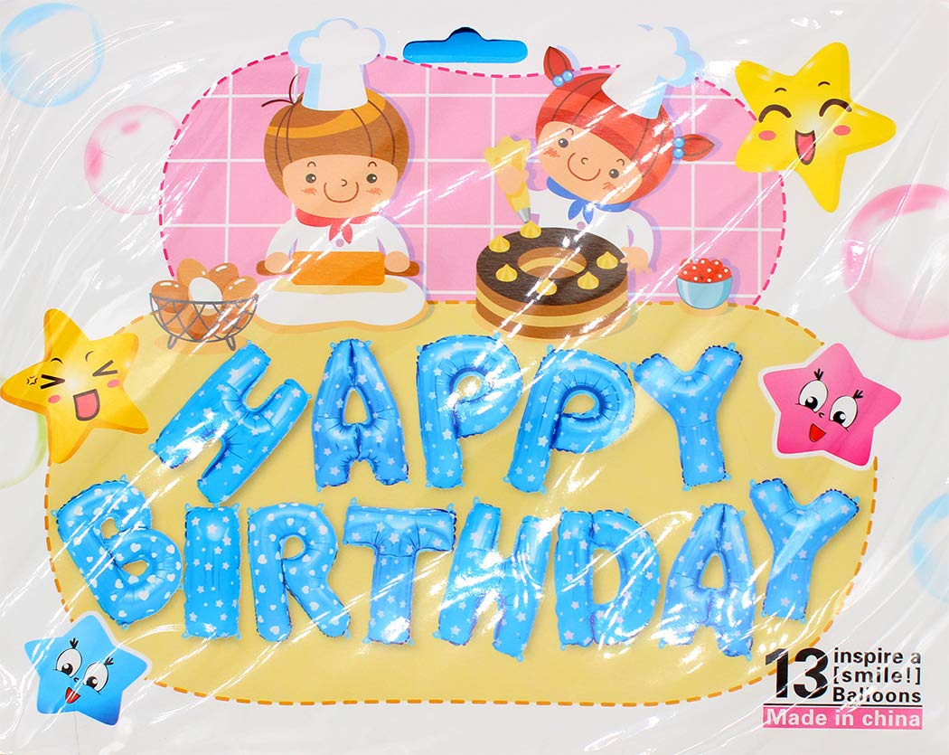 Ranvi Hanging Happy Birthday Balloons for Party Decorations (Blue)