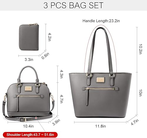 Miniatura 3 de LOVEVOOK Monederos y bolsos de mano para mujer, bolsas de mano de moda, bolsa de hombro, asa superior, bolsa de mano, juego de 3 piezas