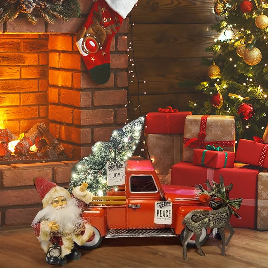 Amazon.com: FJJBSD Vintage Red Truck Decor, Farmhouse Metal