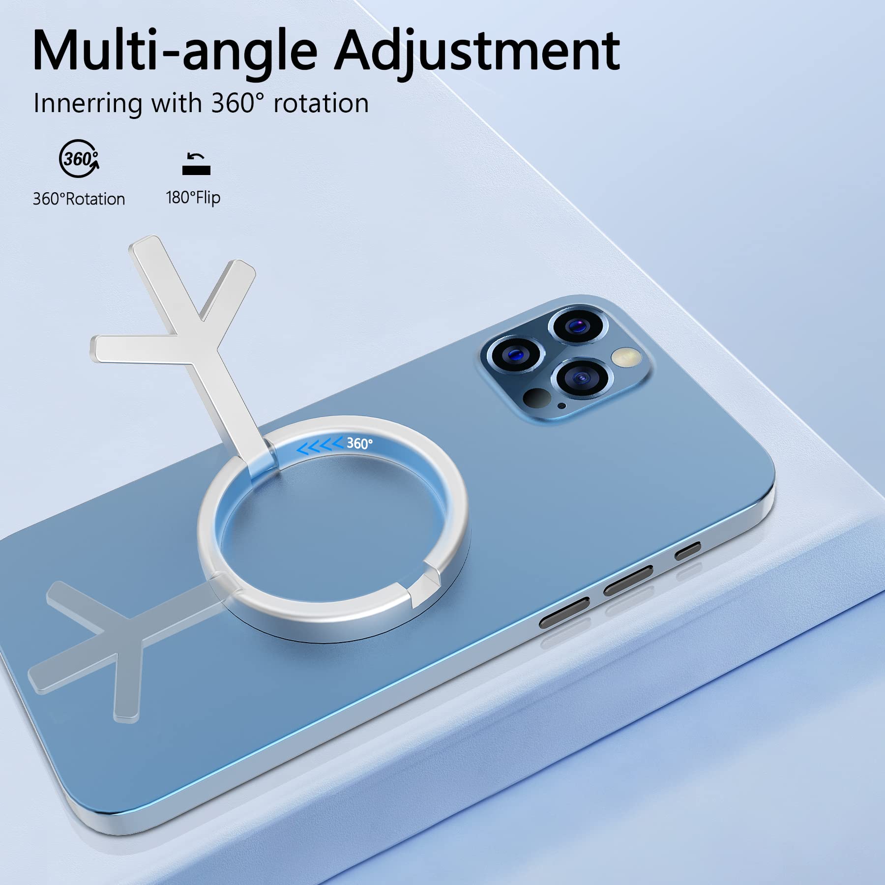 Supporto Magnetico Ad Anello 360° Per Telefono - Attacco Per Auto E Scrivania, Metallo