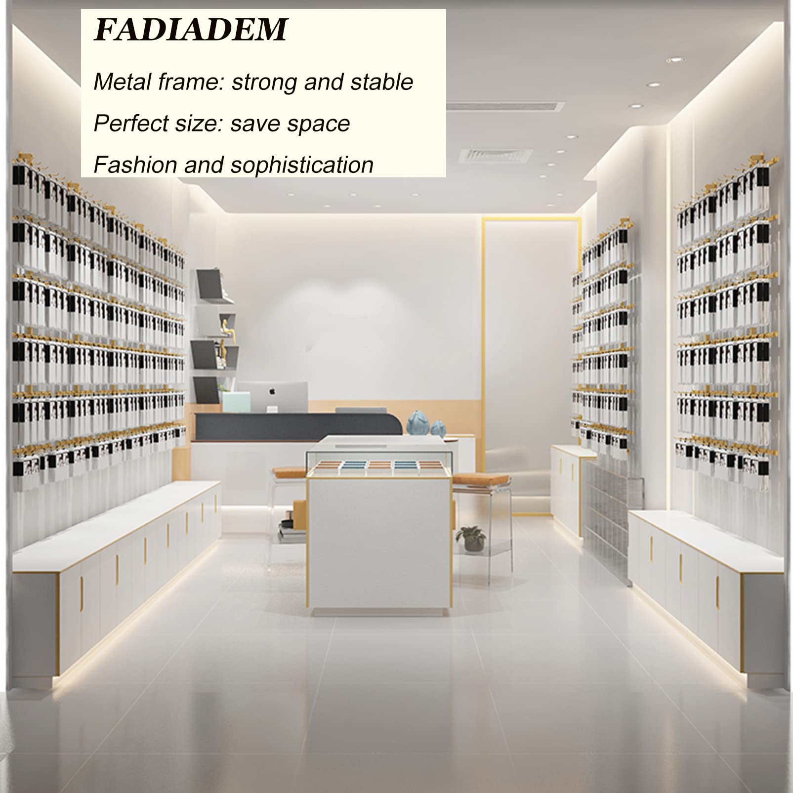 An der Wand montierter Schmuck- und Socken-Organizer-Ausstellungsständer mit abnehmbaren Haken, platzsparendes Unterwäscheregal für die Ausstellung in Boutiquen (schwarz, 40 x 120