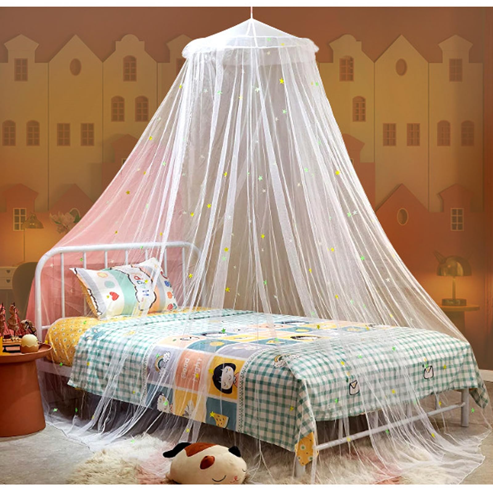 Moustiquaire De Lit Ronde Pour Lit Double - Ciel De Lit Pliable Portable Blanc 60x250x1200 Cm