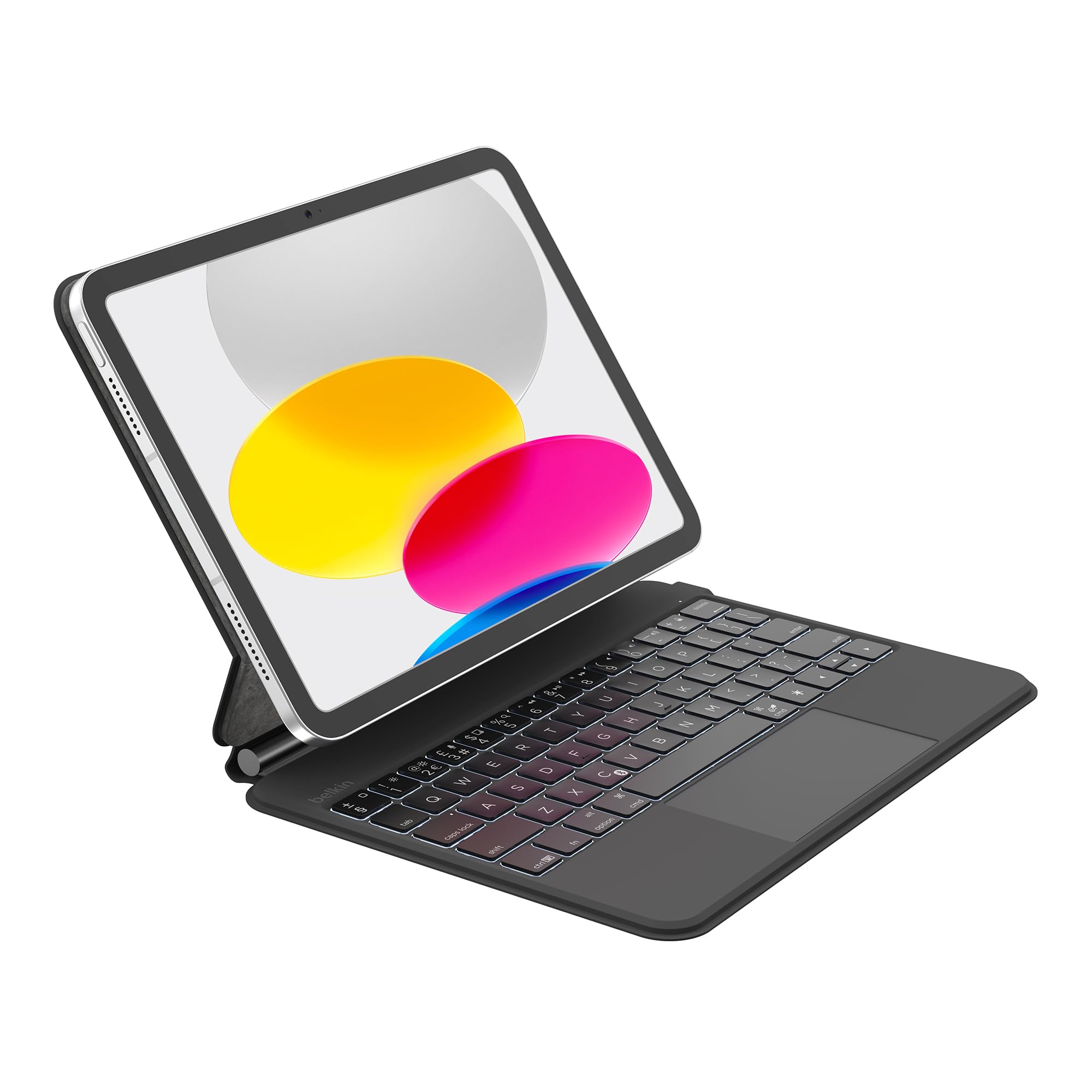 Belkin Pro iPad 10th Generation Keyboard Case with Magnetic Stand, Backlit Bluetooth Keyboard, Multi-gesture Controls, Magnetic Apple Pencil Storage, Arabic/English, Multimedia Keys for iPad 10.9-inch iPad 10.9