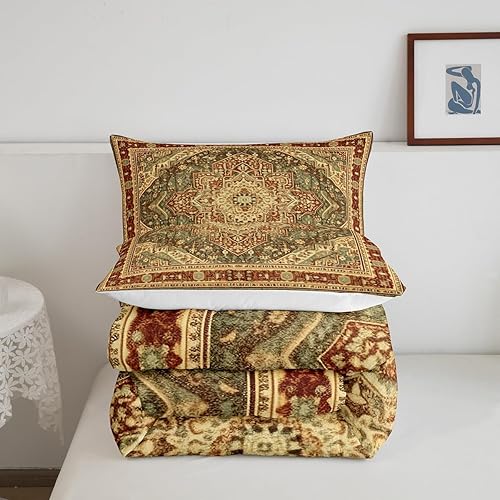 Miniatura 5 de Erosebridal Juego de edredón vintage, tamaño Queen, diseño de medallón floral, juego de ropa de cama persa, mandala tribal, edredón acolchado de