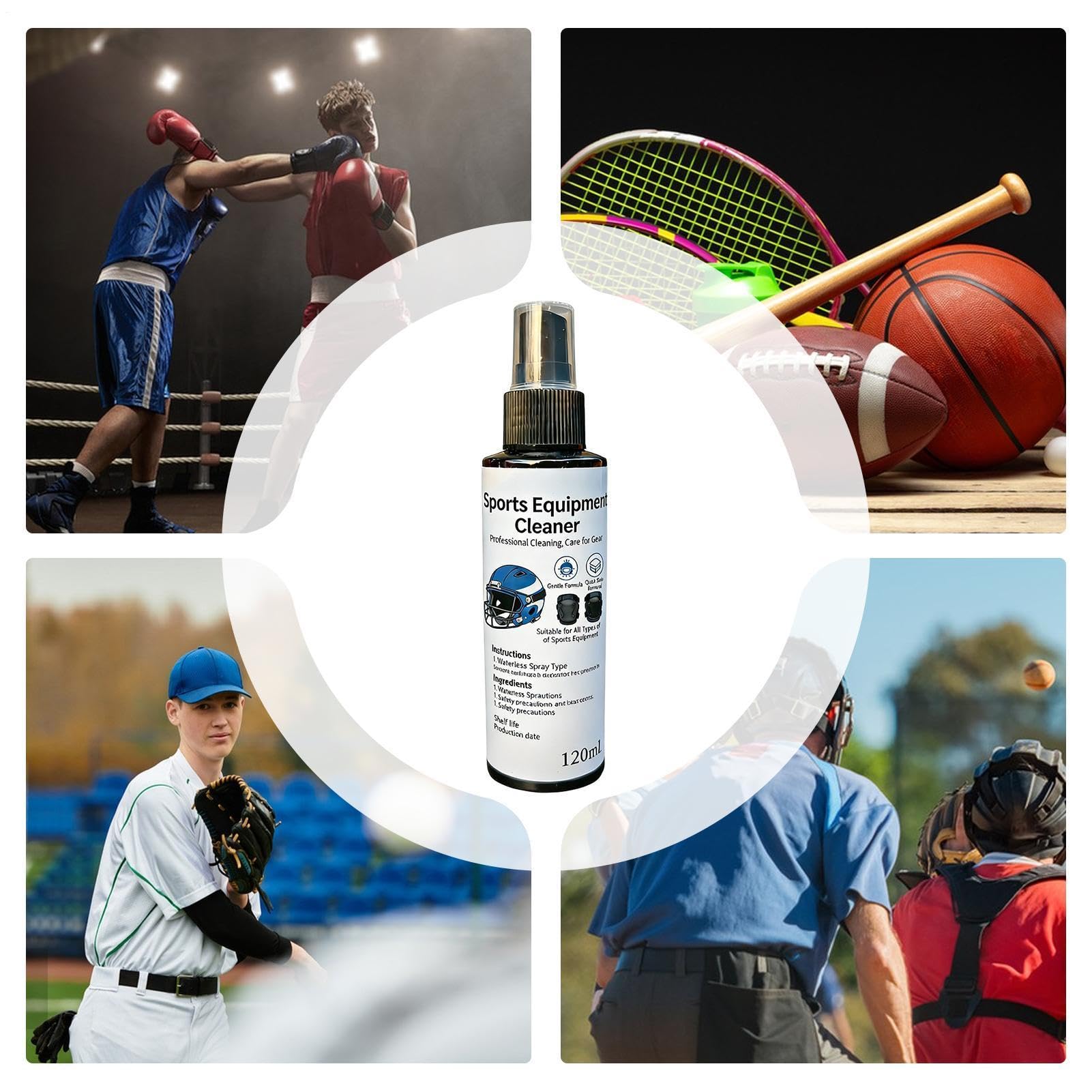 Sports Equipment Spray, Freshener Deodorizer Mist, Helmet Gear Cleaner, 120ml Odor Eliminator Solution, for Boxing Yoga Gym Hockey Baseball Gloves Cleats Sneakers Helmet Home Travel Use