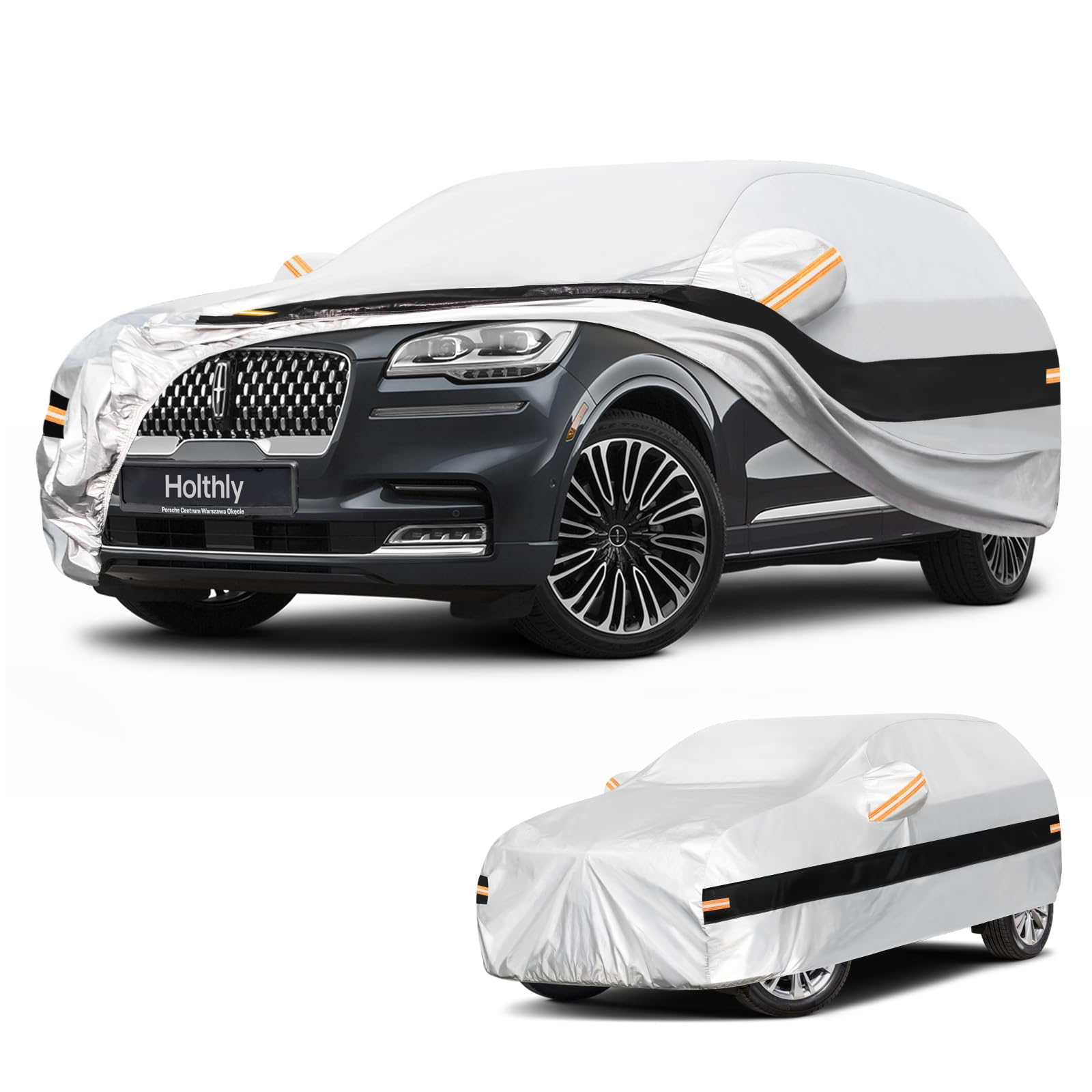 10 Layers SUV Car Cover Custom Fit for Lincoln Aviator (2002-2026), Waterproof All Weather for Automobiles, Outdoor Full Cover Sun Rain Dust UV Protection with Cotton. Sliver